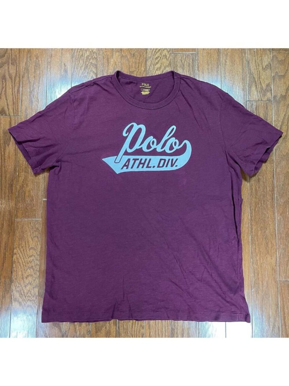 Polo Ralph Lauren Athl. Div. T-Shirt Spell Out Burgandy - Men's Sz Large